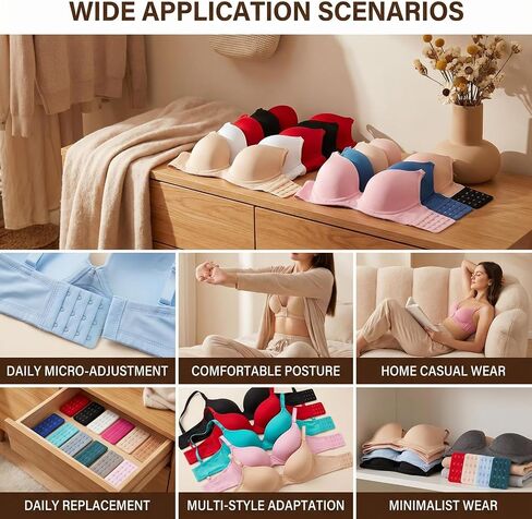 22 Pcs Women’s Bra Extenders, 3 Rows 5 Hooks Soft Elastic Extension Strap, 22 Colors Bra Band Adjusters for Daily Use in Saudi Arabia
