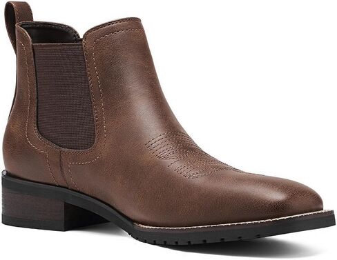 Rollda Men's Chelsea Cowboy Boots, Square Toe Elastic Ankle Boots for Dress Casual, Short Western Chelsea Booties for Men in Saudi Arabia