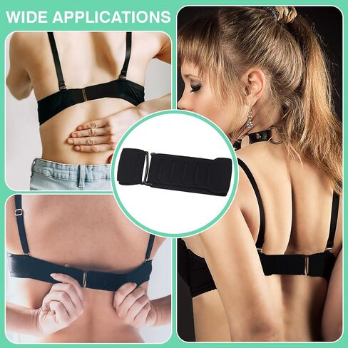 WEBEEDY 4 قطع حمالة صدر موسع للنساء أسود 5 خطاف حمالة صدر خلفية موسع قابل للتعديل حمالات صدر مرنة ناعمة مشبك تمديد لملابس السباحة الداخلية، 3.6 × 1.2 بوصة in Kuwait