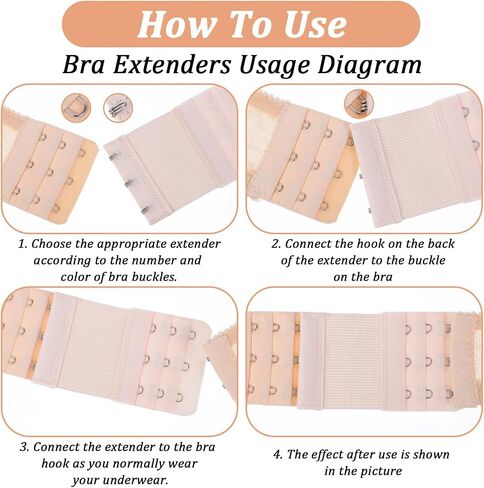 3PCS Bra Strap Holders for Slipping, 4PCS Bra Extensions 3 Hook, Adjustable Stretchybras Strap Extender, Adjust the Bras and Secure the Shoulder Straps. in Kuwait