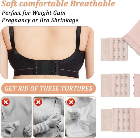 3PCS Bra Strap Holders for Slipping, 4PCS Bra Extensions 3 Hook, Adjustable Stretchybras Strap Extender, Adjust the Bras and Secure the Shoulder Straps. in Kuwait