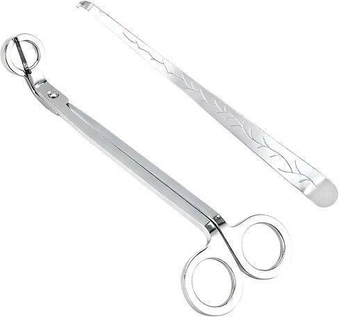 2 Pack Candle Wick Trimmer Set, Stainless Steel Candle Scissors and Wick Cutter Tools, Professional Wick Trimmer and Snuffer for Deep Jar Candles, for Family use and Gifts in Kuwait