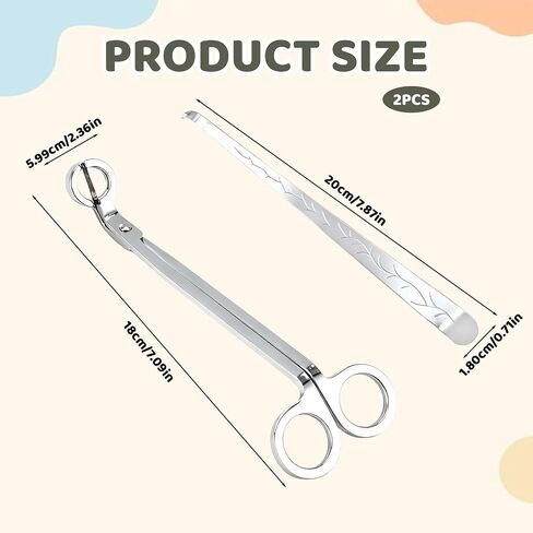 2 Pack Candle Wick Trimmer Set, Stainless Steel Candle Scissors and Wick Cutter Tools, Professional Wick Trimmer and Snuffer for Deep Jar Candles, for Family use and Gifts in Kuwait