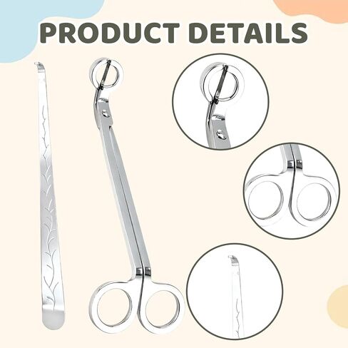 2 Pack Candle Wick Trimmer Set, Stainless Steel Candle Scissors and Wick Cutter Tools, Professional Wick Trimmer and Snuffer for Deep Jar Candles, for Family use and Gifts in Kuwait
