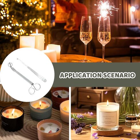 2 Pack Candle Wick Trimmer Set, Stainless Steel Candle Scissors and Wick Cutter Tools, Professional Wick Trimmer and Snuffer for Deep Jar Candles, for Family use and Gifts in Kuwait