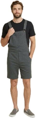 Swovie Shorts UPGRADED Unisex Sweatpants Bib Overalls Shorts for Men & Women, Max Comfort, Dark Athletic Grey, X-Small in Saudi Arabia