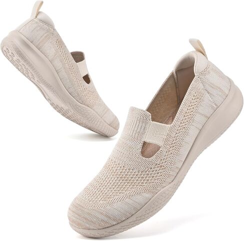 konhill Women's Slip On Walking Shoes, Breathable Knit Loafers for Women, Lightweight Casual Comfort Flats for Work, Travel and Everyday Wear in Saudi Arabia