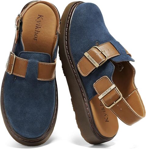Women's Suede Leather Loafer Slip-Ons|Genuine Suede Clogs for Women|Comfort Footbed Leather Mules Potato Shoes with Back Strap|Cute Office Casual Dress Shoes in Kuwait