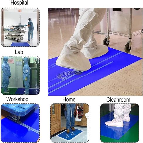 Croing Sticky Mat Tacky Pads Adhesive 17" x 23", 60 Sheets, Total Blue Cleanroom Floor Mats Remove Dirt for Laboratory Construction Hospital Shoes in Saudi Arabia