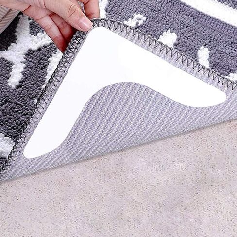 Rug Grippers with Super Stickiness- Anti Curling Carpet Tape Non-Slip Area Keeps Your Rug in Place and Makes Corners Flat for Corners and Edges Renewable 8pcs（White） in Saudi Arabia
