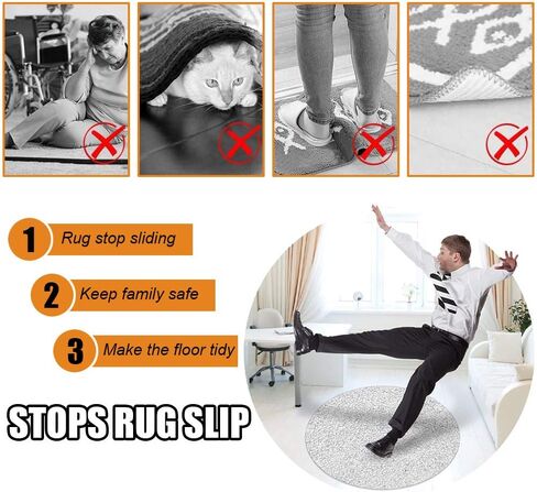 Rug Grippers with Super Stickiness- Anti Curling Carpet Tape Non-Slip Area Keeps Your Rug in Place and Makes Corners Flat for Corners and Edges Renewable 8pcs（White） in Saudi Arabia