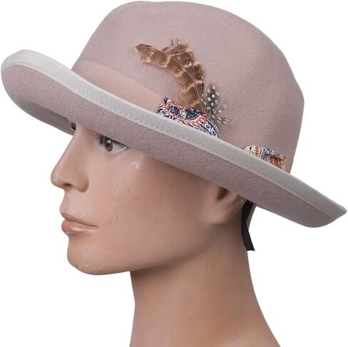 Elegant Fedoras Hat for Adult Unisex Carnivals Party with Bowtie Costume Cowboy Hats Stage Wool Top for Theme Pa in Kuwait