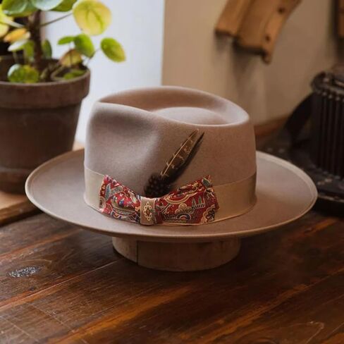 Elegant Fedoras Hat for Adult Unisex Carnivals Party with Bowtie Costume Cowboy Hats Stage Wool Top for Theme Pa in Saudi Arabia