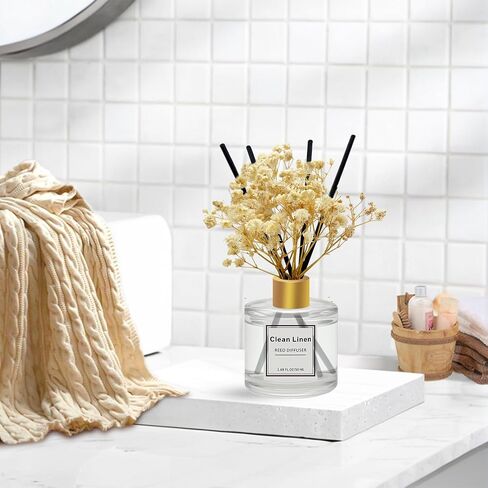 Reed Diffuser Set of 3 Pack,Scented Oil Diffuser with 4 Sticks,Reed Diffusers for Home,Living Room,Bathroom Air Freshener Diffuser,50ml x 3 (Clean Linen/Eucalyptus & Mint/Ocean) in Saudi Arabia