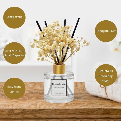 Reed Diffuser Set of 3 Pack,Scented Oil Diffuser with 4 Sticks,Reed Diffusers for Home,Living Room,Bathroom Air Freshener Diffuser,50ml x 3 (Clean Linen/Eucalyptus & Mint/Ocean) in Saudi Arabia