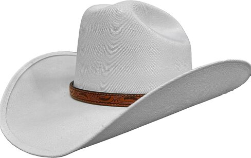 Western Leather Hat Band with Floral Tooling, Tan with Silver Buckle, Hand-Tooled Design, One Size, Bonded Leather in Saudi Arabia