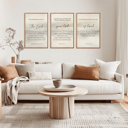 HLNIUC Christian Scripture Framed Wall Art Set of 3,The Lord Your God Is Good Wall Decor(24x36),Inspiring Easter Bible Verse Canvas Artwork,Modern Religious Quotes Prints for Church,Bedroom,LivingRoom in Saudi Arabia