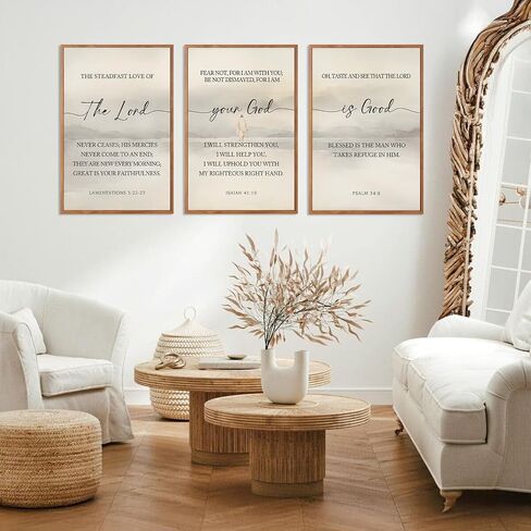 HLNIUC Christian Scripture Framed Wall Art Set of 3,The Lord Your God Is Good Wall Decor(24x36),Inspiring Easter Bible Verse Canvas Artwork,Modern Religious Quotes Prints for Church,Bedroom,LivingRoom in Saudi Arabia