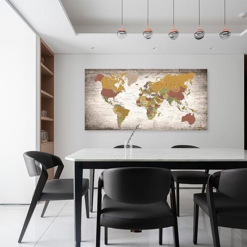 B0550 1 Piece World Map Poster Canvas Wall Art Painting Modern Framed Map of The World Home Office Decor Maps Picture Prints for Living Room Artwork 40x20inches in Saudi Arabia