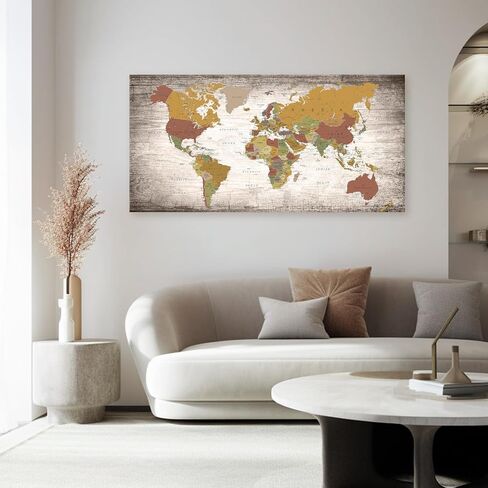 B0550 1 Piece World Map Poster Canvas Wall Art Painting Modern Framed Map of The World Home Office Decor Maps Picture Prints for Living Room Artwork 40x20inches in Saudi Arabia