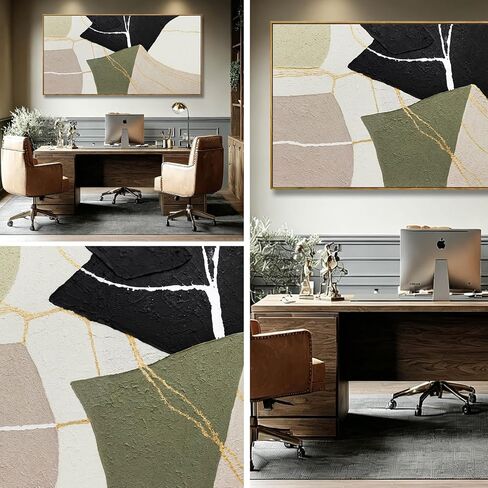 CHUDANHAO Abstract Canvas Wall Art Modern Neutral Geometry Wall Decor Pictures Black Beige Green Minimalism Line Paintings 29"x58"for Living Room Bedroom Office Home Decoration in Saudi Arabia