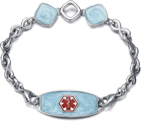 Personalized Medical Alert Bracelets for Women, Stainless Steel Medical ID Bracelets for Women with Free Engraving, 6.0-8.5 Inches Size Options in Saudi Arabia