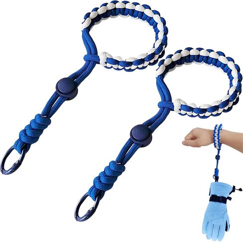 1 Pair Glove Leashes Adjustable Durable Weave Nylon Wrist Straps Secure Ski Gloves Wrist Lanyard Outdoor Sports Accessory for Skiing Snowboarding Hiking Climbing and Winter Activities in Saudi Arabia