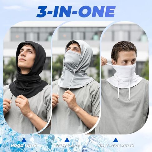 ROCKBROS Cooling Balaclava Face Mask 3 in 1 Full Face Mask for Summer with Ear Loops Neck Gaiter Sun UV Protection in Kuwait