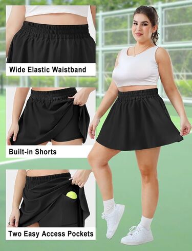 FOREYOND Plus Size Skorts for Curvy Women High Waisted Golf Tennis Skirts with Pockets Workout Athletic Skort Skirt in Kuwait