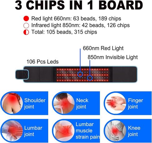 22" x 14" Large Red Light Therapy Wrap Belt, 660nm&850nm Red Light Mat, 210 LEDs Wearable Pad with Pulsing Mode Pain Relief for Waist Back Muscle, Near Infrared Light Therapy for Body in Saudi Arabia