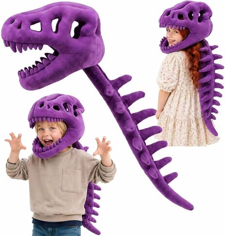 Realistic 3D Plush Dinosaur Skeletons Costume, Plush Spine Skull Mask for Halloween and Everyday Wear Cosplay in Saudi Arabia