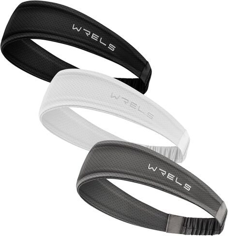 WRELS Cooling Headband Moisture Wicking Sweatband Women & Men for Outdoor Sports, Fitness, Yoga, Tennis, Fitness, Workout – 3 Pack in Saudi Arabia