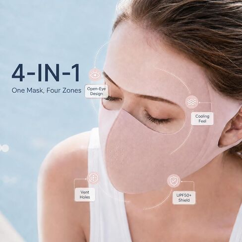 PD UPF 50+ Sun Protection Face Mask for Women, Breathable UV Cooling Ice Silk Full Face Cover, with Ear Loops Facekini in Kuwait
