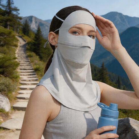 UPF 50+ Face Cover for Sun Protection, Ice Silk Full Face Sun Shield Neck Gaiter, Breathable UV Protection Mask for Outdoor Sports Motorcycle Cycling, Stretchy Dustproof Face Cover in Saudi Arabia