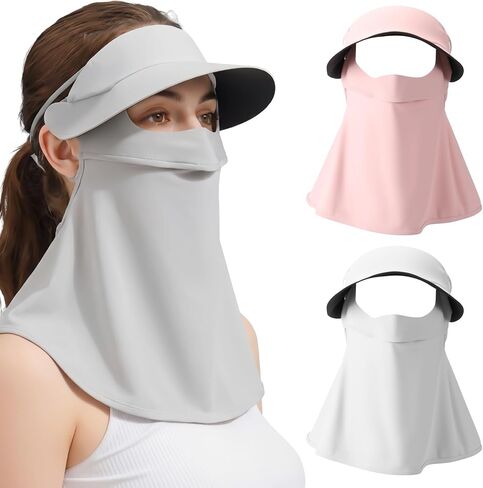 2 Pack UV Face Mask for Sun Protection with Neck Coverage Face Cover Covering UPF 50+ for Summer Outdoor Activities in Kuwait