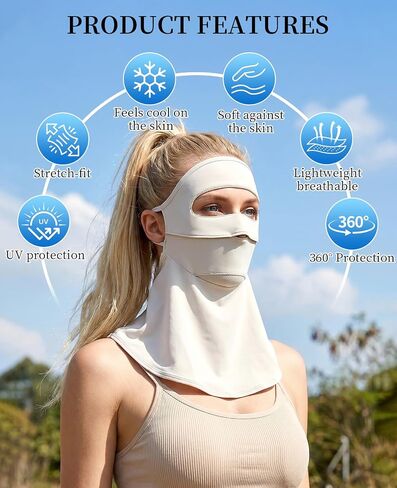 2 PCS UV Face Mask, UPF 50+ Neck Face Cover for Sun Protection, Breathable Cooling Uv Face Shield for Outdoor Activities, Mascaras Para Trabajar Bajo El Sol in Saudi Arabia