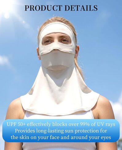 2 PCS UV Face Mask, UPF 50+ Neck Face Cover for Sun Protection, Breathable Cooling Uv Face Shield for Outdoor Activities, Mascaras Para Trabajar Bajo El Sol in Saudi Arabia