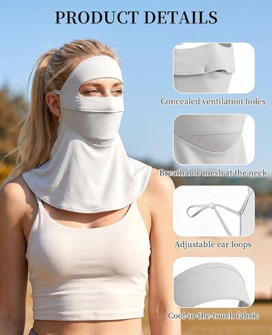 2 PCS UV Face Mask, UPF 50+ Neck Face Cover for Sun Protection, Breathable Cooling Uv Face Shield for Outdoor Activities, Mascaras Para Trabajar Bajo El Sol in Saudi Arabia