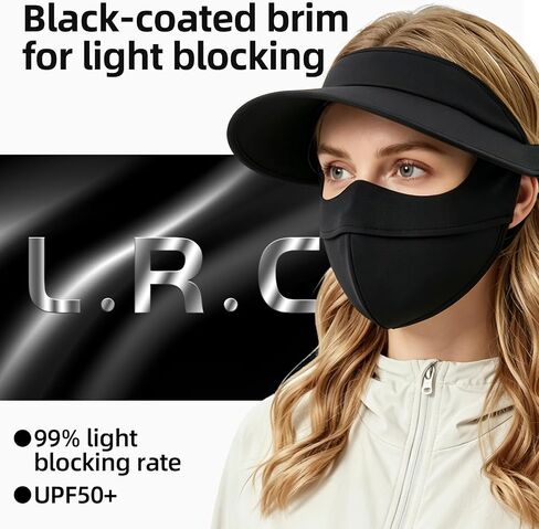 UPF 50+ Sun Hat with Face Mask for Men and Women, Cooling Protective Cap with Face Mask, Full Face Protection for Outdoor Sports, Cycling, Running Black in Saudi Arabia