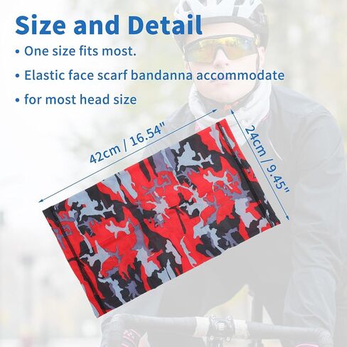 HAZEX Cooling Neck Gaiter, Face Mask, Scarf, Windproof UV Protective Mask for Outdoor Skiing, Motorcycling, Running, Cycling, Camouflage Red in Kuwait