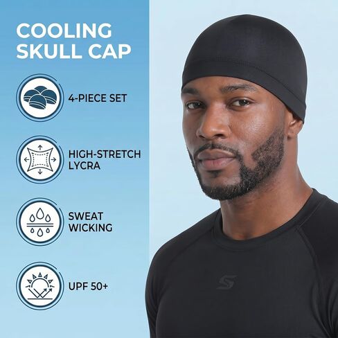Chedin 4 Pack Cooling Helmet Liners for Men Women, Moisture Wicking Skull Caps, Breathable Lycra Sweat Caps for Cycling Motorcycle Running Hard Hat in Saudi Arabia