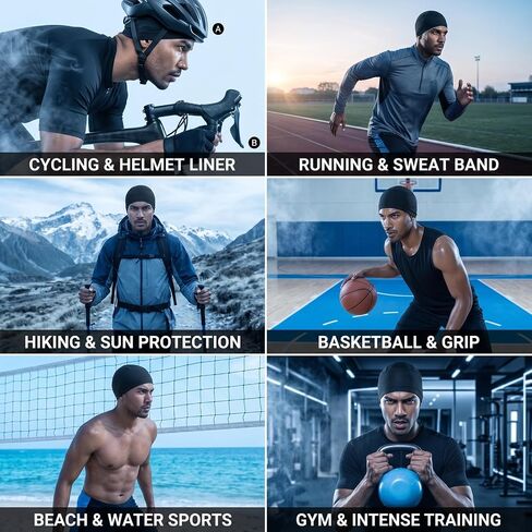 Chedin 4 Pack Cooling Helmet Liners for Men Women, Moisture Wicking Skull Caps, Breathable Lycra Sweat Caps for Cycling Motorcycle Running Hard Hat in Saudi Arabia