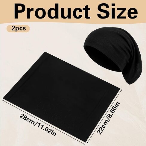 2 PCS Hijab Undercap for Women, Islamic Muslim Under Hijab Cap, Bonnet for Sleeping Women, Undercaps for Hijabs No Slip Under Caps for Hijabs Stretchy Head Cover (Black) in Kuwait