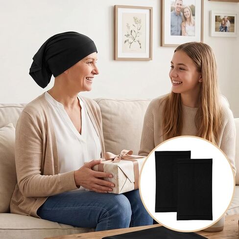 2 PCS Hijab Undercap for Women, Islamic Muslim Under Hijab Cap, Bonnet for Sleeping Women, Undercaps for Hijabs No Slip Under Caps for Hijabs Stretchy Head Cover (Black) in Kuwait