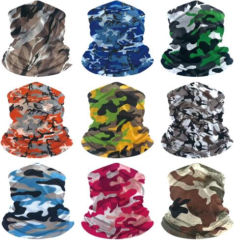 9-Pack Balaclava Face Mask for Men & Women - UV Protection Neck Gaiter, Multi-Use Cycling Mask & Breathable Headband in Saudi Arabia