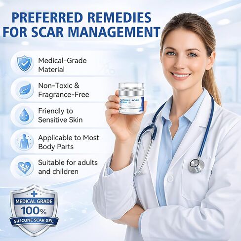 Scar Cream - Advanced Silicone Scar Gel, Professional Scar Removal Cream for Surgical Scars, C-Section, Stretch Marks, Acne, Injury, Burns, Keloids, Old and New Scars (1.76 fl oz) in Kuwait