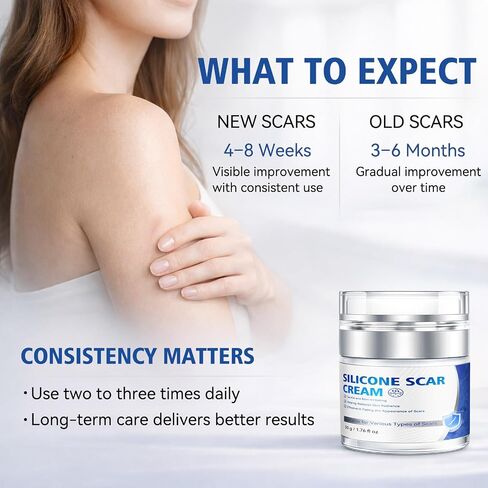 Scar Cream - Advanced Silicone Scar Gel, Professional Scar Removal Cream for Surgical Scars, C-Section, Stretch Marks, Acne, Injury, Burns, Keloids, Old and New Scars (1.76 fl oz) in Kuwait