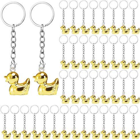 Suncalla 60 Pcs Mini Resin Duck Keychains Bulk Golden Tiny Ducks Keychain Self Assembled Pendant for Birthday Party Favors(Duck) in Kuwait