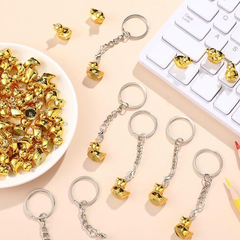 Suncalla 60 Pcs Mini Resin Duck Keychains Bulk Golden Tiny Ducks Keychain Self Assembled Pendant for Birthday Party Favors(Duck) in Kuwait