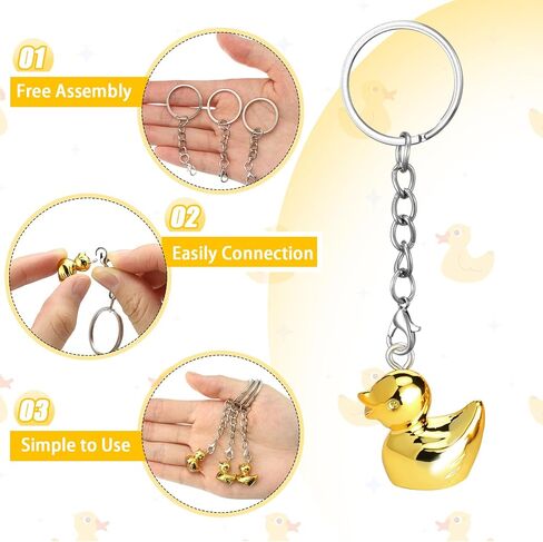 Suncalla 60 Pcs Mini Resin Duck Keychains Bulk Golden Tiny Ducks Keychain Self Assembled Pendant for Birthday Party Favors(Duck) in Kuwait